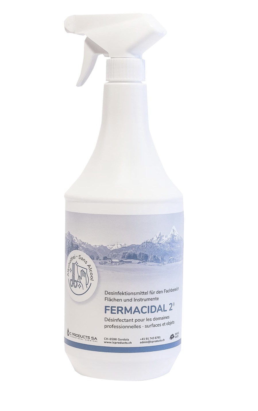 Desinfektion Flächen FERMACIDAL 2 Sprühflasche 1 Liter - Karton à 12 Sprühflaschen