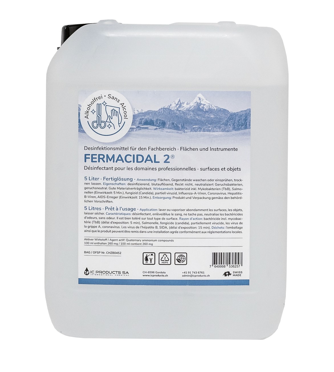 Desinfektion Flächen FERMACIDAL 2 Kanister 05 Liter